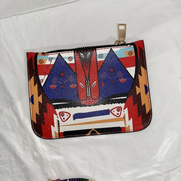 Clear Crossbody Purse With Adjustable Southwest Pattern Strap & Aztec Design - Picture 4 of 4